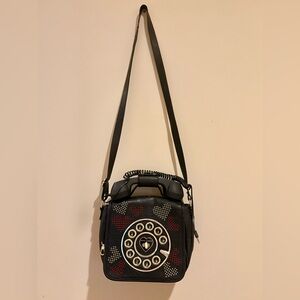 Betsey Johnson Black Crossbody Bag with Heart Accents